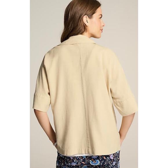 J. Jill Wearever Collared One Button Jacket Beige Lightweight Linen Blend Sz XSP - Picture 4 of 14